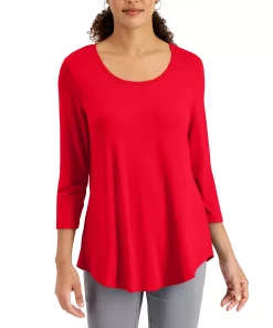 JM Collection 3/4-Sleeve Solid Tunic Top, Created For Macy's 9 JM Collection 3/4-Sleeve Solid Tunic Top, Created For Macy's -CeCe cloth-shop 19752517 fpx