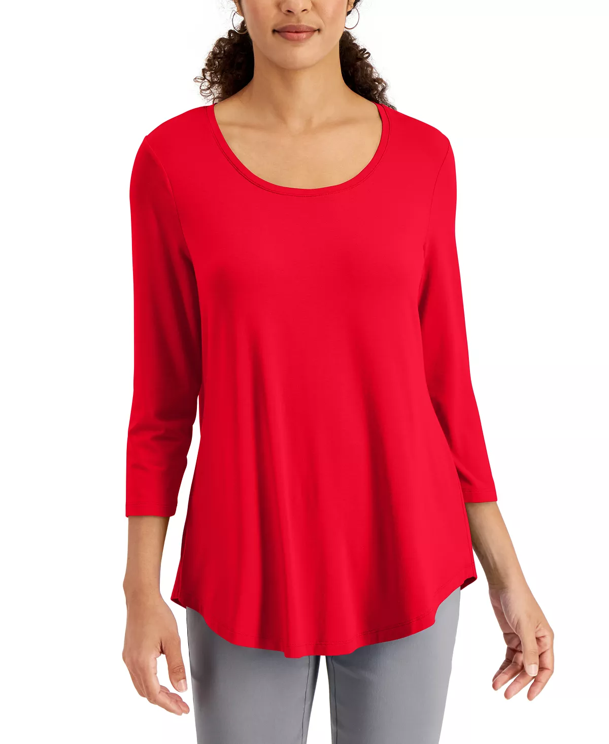 3/4-Sleeve Solid Tunic Top, Created For Macy's JM Collection 3/4-Sleeve Solid Tunic Top, Created For Macy's -CeCe cloth-shop