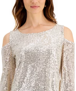 JM Collection Sequin Cold-Shoulder Top, Created For Macy's -CeCe cloth-shop 19787639 fpx
