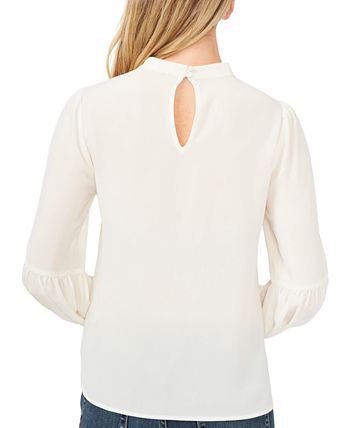 Women's Solid Long Sleeve Tie-Neck Puff-Sleeve Blouse CeCe Women's Solid Long Sleeve Tie-Neck Puff-Sleeve Blouse -CeCe cloth-shop
