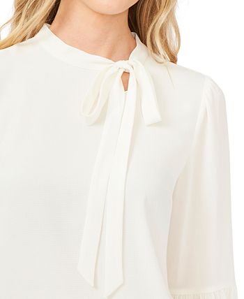 Women's Solid Long Sleeve Tie-Neck Puff-Sleeve Blouse CeCe Women's Solid Long Sleeve Tie-Neck Puff-Sleeve Blouse -CeCe cloth-shop
