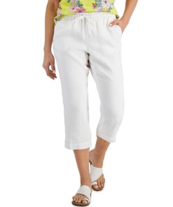 Charter Club Women's Linen Cropped Pants, Created For Macy's