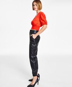 Bar III Faux-Leather Jogger Pants, Created For Macy's -CeCe cloth-shop 19874145 fpx