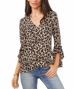 Vince Camuto Tiered-Sleeve Leopard-Print Top