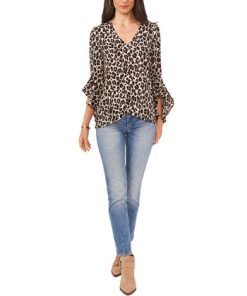 Vince Camuto Tiered-Sleeve Leopard-Print Top -CeCe cloth-shop 19917707 fpx