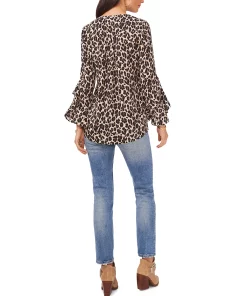 Vince Camuto Tiered-Sleeve Leopard-Print Top -CeCe cloth-shop 19917708 fpx