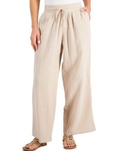 JM Collection Wide Leg Gauze Pants, Created For Macy's