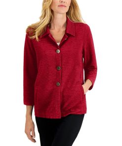 JM Collection Textured Button-Front Jacket, Created For Macy's