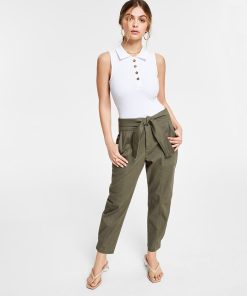 Bar III Tie-Front Tapered Pants, Created For Macy's