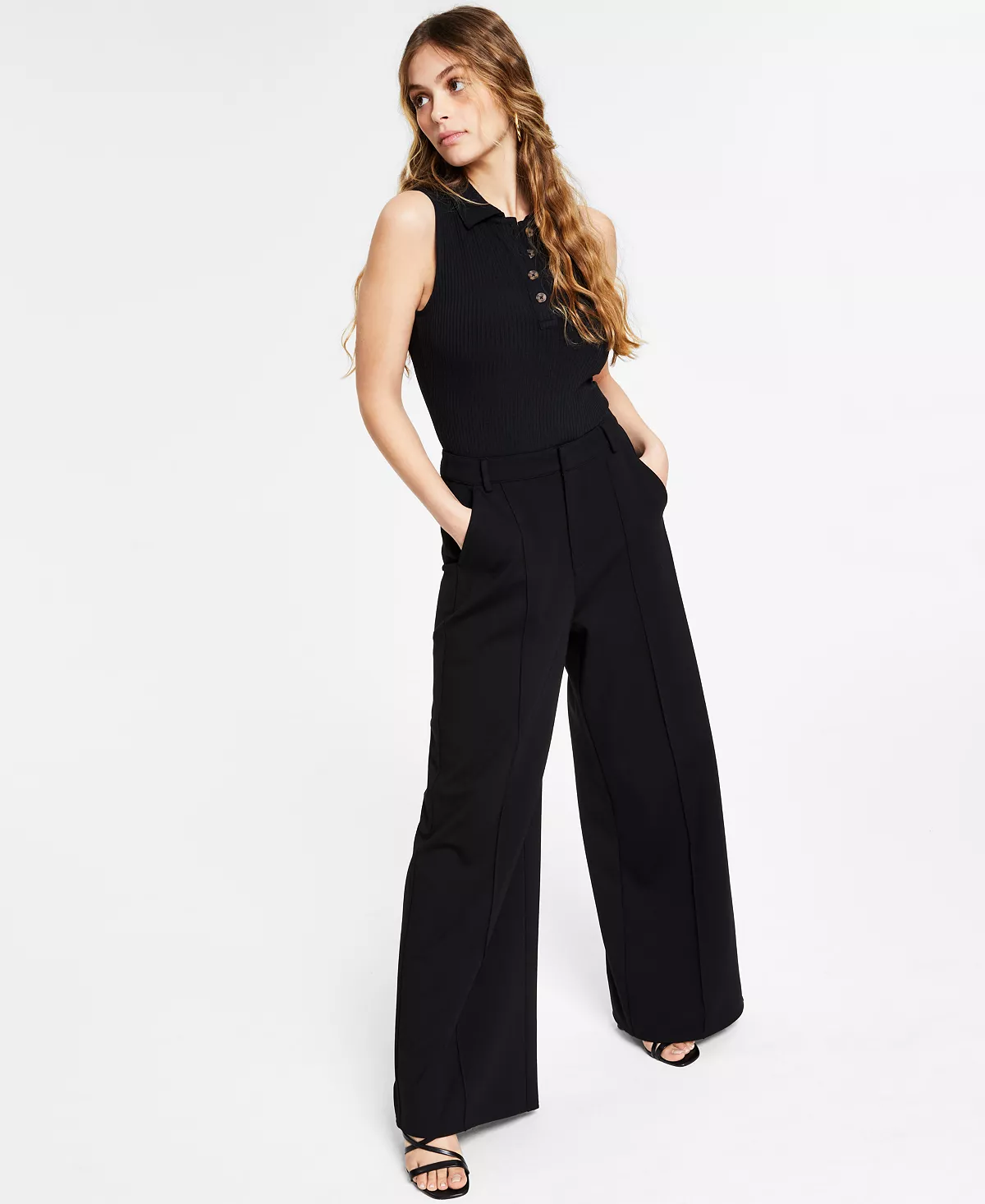 Bar III Ponté-Knit Wide-Leg Pants, Created For Macy's 2 Bar III Ponté-Knit Wide-Leg Pants, Created For Macy's - Image 2
