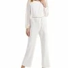 Connected Hain-Belt Sheer-Sleeve Jumpsuit