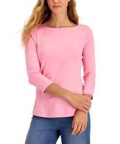 Charter Club Women's Pima Cotton Boat-Neck Top, Created For Macy's -CeCe cloth-shop 20296028 fpx