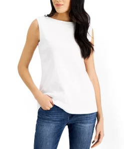 Karen Scott Cotton Boat-Neck Tank Top, Created For Macy's -CeCe cloth-shop 20382663 fpx