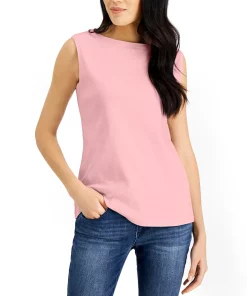 Karen Scott Cotton Boat-Neck Tank Top, Created For Macy's -CeCe cloth-shop 20382671 fpx