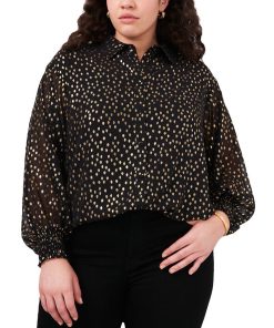 Vince Camuto Plus Size Foil-Dot Tunic