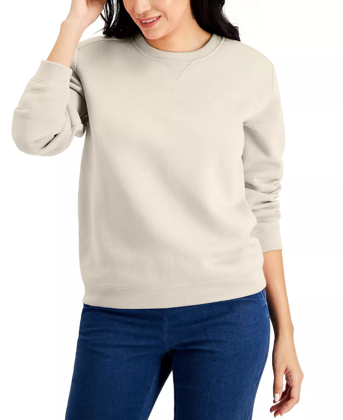 Crew Neck Fleece Sweatshirt, Created For Macy's Karen Scott Crew Neck Fleece Sweatshirt, Created For Macy's -CeCe cloth-shop