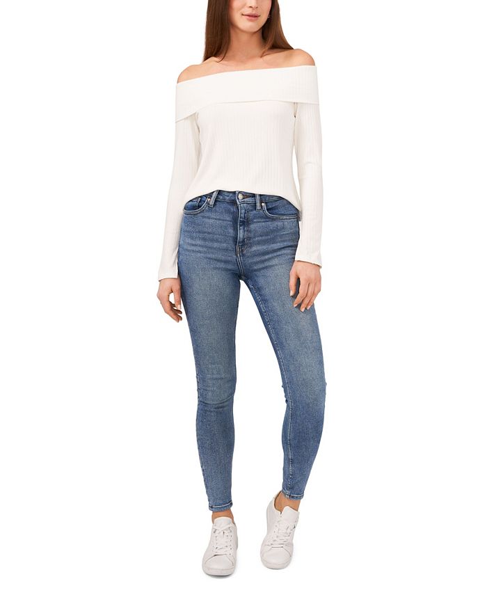 Long Sleeve Cross Shoulder Top 1.STATE Long Sleeve Cross Shoulder Top -CeCe cloth-shop