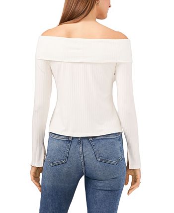 Long Sleeve Cross Shoulder Top 1.STATE Long Sleeve Cross Shoulder Top -CeCe cloth-shop