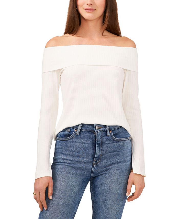Long Sleeve Cross Shoulder Top 1.STATE Long Sleeve Cross Shoulder Top -CeCe cloth-shop