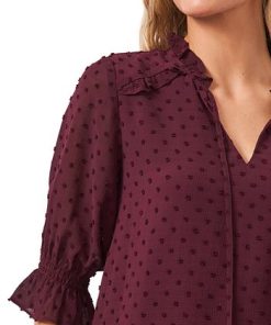 CeCe Split-Neck Clip-Dot Blouse 2 CeCe Split-Neck Clip-Dot Blouse -CeCe cloth-shop 20705332 fpx