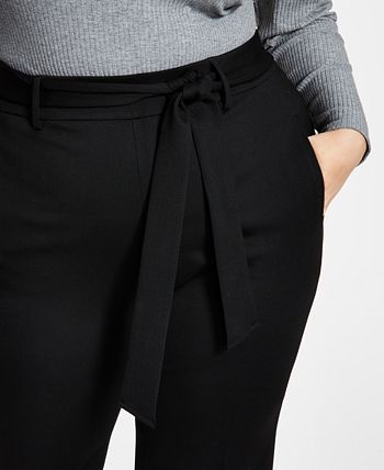 Bar III Plus Size Cropped Tie-Front Pants, Created For Macy's 7 Bar III Plus Size Cropped Tie-Front Pants, Created For Macy's - Image 7