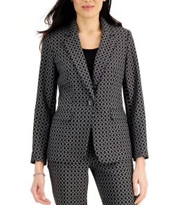 Kasper Ring-Print One-Button Blazer