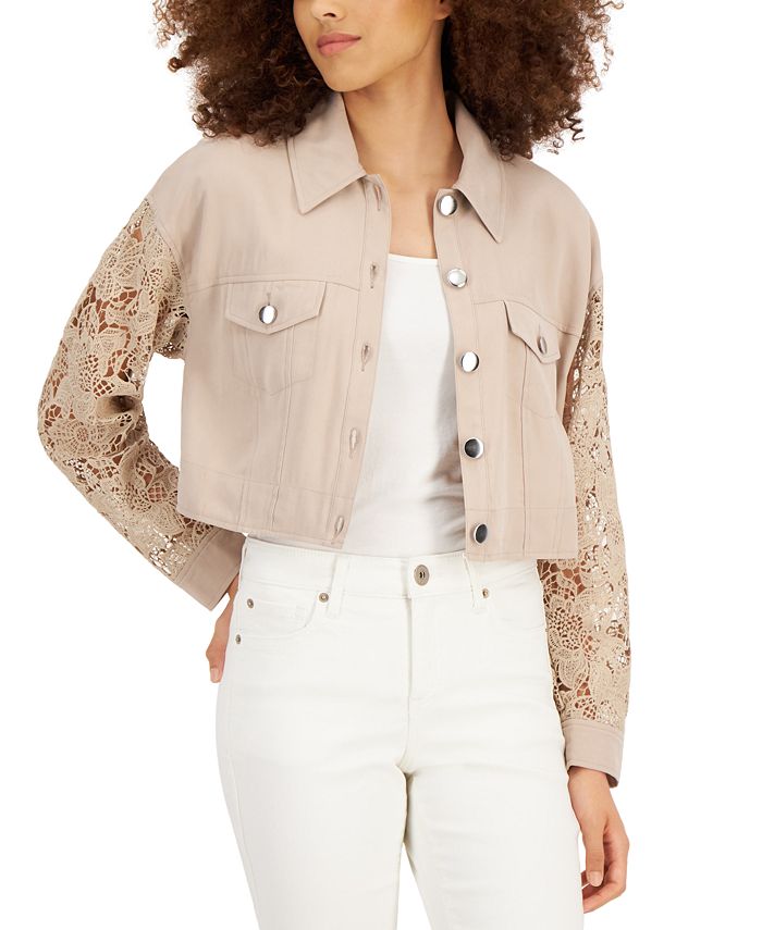 Women's Lace-Sleeve Jacket, Created For Macy's INC International Concepts Women's Lace-Sleeve Jacket, Created For Macy's -CeCe cloth-shop