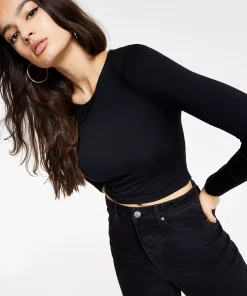 Bar III Odycon Long-Sleeve Cropped Top, Created For Macy's 8 Bar III Odycon Long-Sleeve Cropped Top, Created For Macy's -CeCe cloth-shop 20796116 fpx