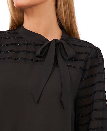 otton Tie-Neck Top CeCe Otton Tie-Neck Top -CeCe cloth-shop