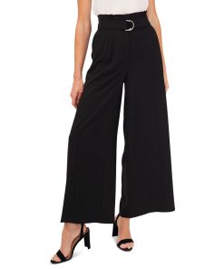 CeCe Wide-Leg Belted Moss Crepe Pants