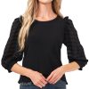 CeCe Mixed-Media Knit Top