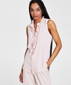 Bar III Women's Ruffled Top, Created For Macy's -CeCe cloth-shop 20893171 fpx