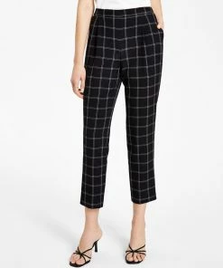 Bar III Women's Windowpane Print Pull-On Pant