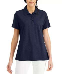 Karen Scott Cotton Short Sleeve Polo Shirt, Created For Macy's -CeCe cloth-shop 20950924 fpx