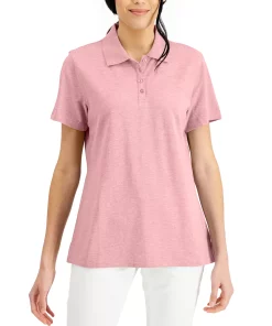 Karen Scott Cotton Short Sleeve Polo Shirt, Created For Macy's -CeCe cloth-shop 20950927 fpx