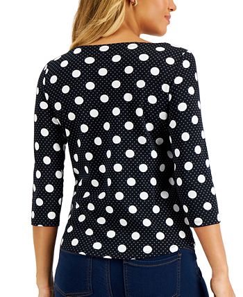 Women's Dot-Print Boat-Neck Top, Created For Macy's Charter Club Women's Dot-Print Boat-Neck Top, Created For Macy's -CeCe cloth-shop