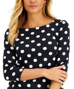 Charter Club Women's Dot-Print Boat-Neck Top, Created For Macy's 2 Charter Club Women's Dot-Print Boat-Neck Top, Created For Macy's -CeCe cloth-shop 21085681 fpx