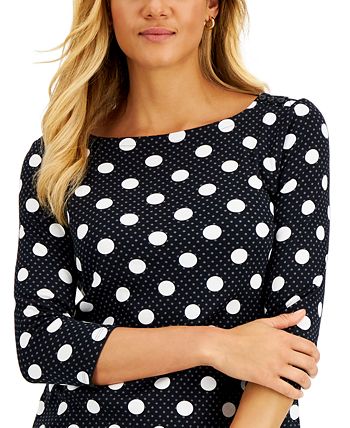 Women's Dot-Print Boat-Neck Top, Created For Macy's Charter Club Women's Dot-Print Boat-Neck Top, Created For Macy's -CeCe cloth-shop