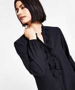 Bar III Women's Long Sleeve Ruffled Blouse, Created For Macy's -CeCe cloth-shop 21089532 fpx