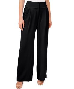 CeCe Pleated Wide-Leg Twill Pants