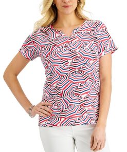 Karen Scott Women's Beach Umbrella Party Printed Top, Created For Macy's