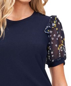 CeCe Scattered Daisy Puff Sleeve Knit Top 2 CeCe Scattered Daisy Puff Sleeve Knit Top -CeCe cloth-shop 21200964 fpx