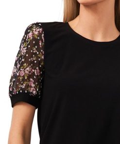 CeCe Puff Sleeve Bouquet Top -CeCe cloth-shop 21229730 fpx