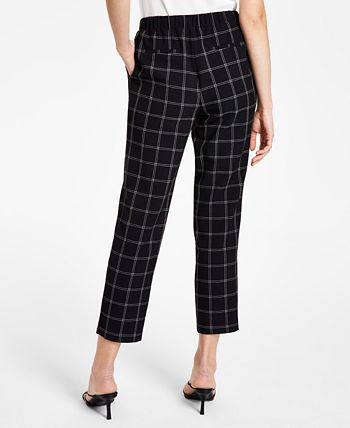 Women's Windowpane Print Pull-On Pant Bar III Women's Windowpane Print Pull-On Pant -CeCe cloth-shop