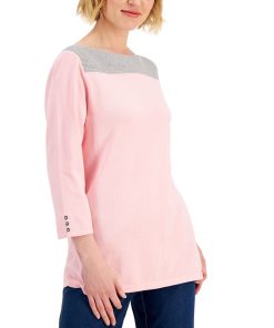 Karen Scott Colorblocked Boat-Neck Top, Created For Macy's
