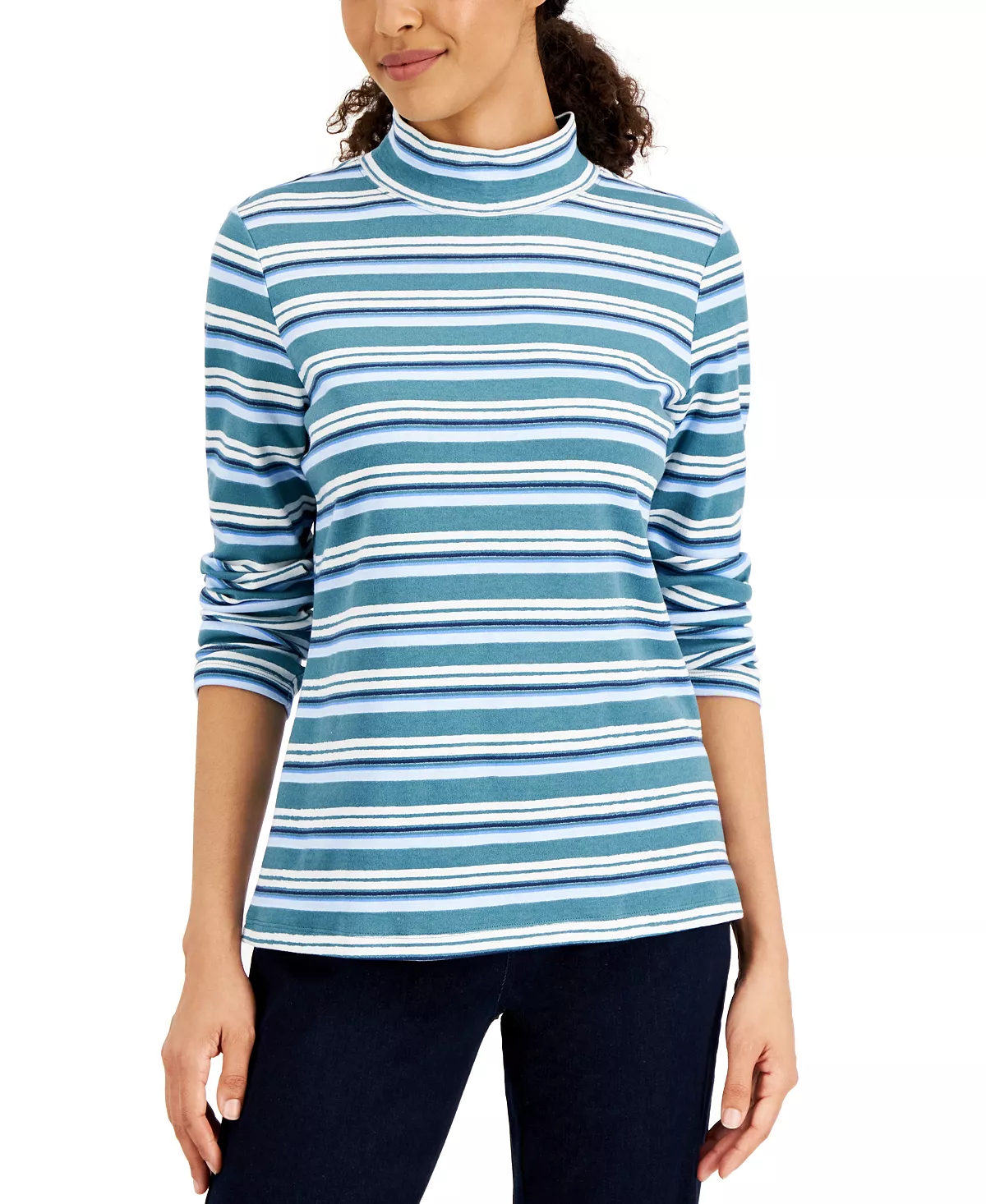 Women's Desert Stripe Mock-Neck Top, Created For Macy's Karen Scott Women's Desert Stripe Mock-Neck Top, Created For Macy's -CeCe cloth-shop