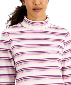 Karen Scott Women's Desert Stripe Mock-Neck Top, Created For Macy's 3 Karen Scott Women's Desert Stripe Mock-Neck Top, Created For Macy's -CeCe cloth-shop 21262551 fpx