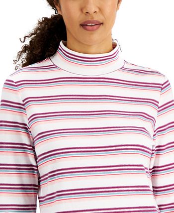 Women's Desert Stripe Mock-Neck Top, Created For Macy's Karen Scott Women's Desert Stripe Mock-Neck Top, Created For Macy's -CeCe cloth-shop