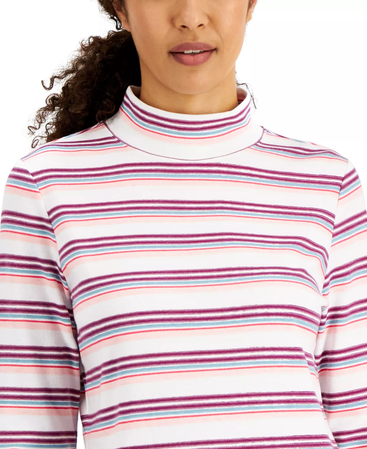 Women's Desert Stripe Mock-Neck Top, Created For Macy's Karen Scott Women's Desert Stripe Mock-Neck Top, Created For Macy's -CeCe cloth-shop
