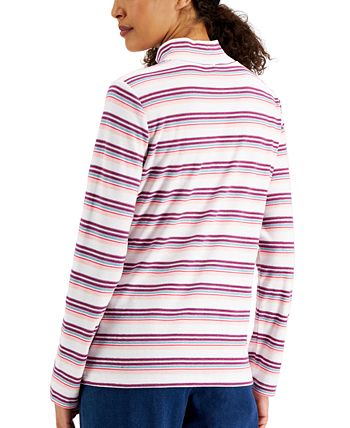Women's Desert Stripe Mock-Neck Top, Created For Macy's Karen Scott Women's Desert Stripe Mock-Neck Top, Created For Macy's -CeCe cloth-shop